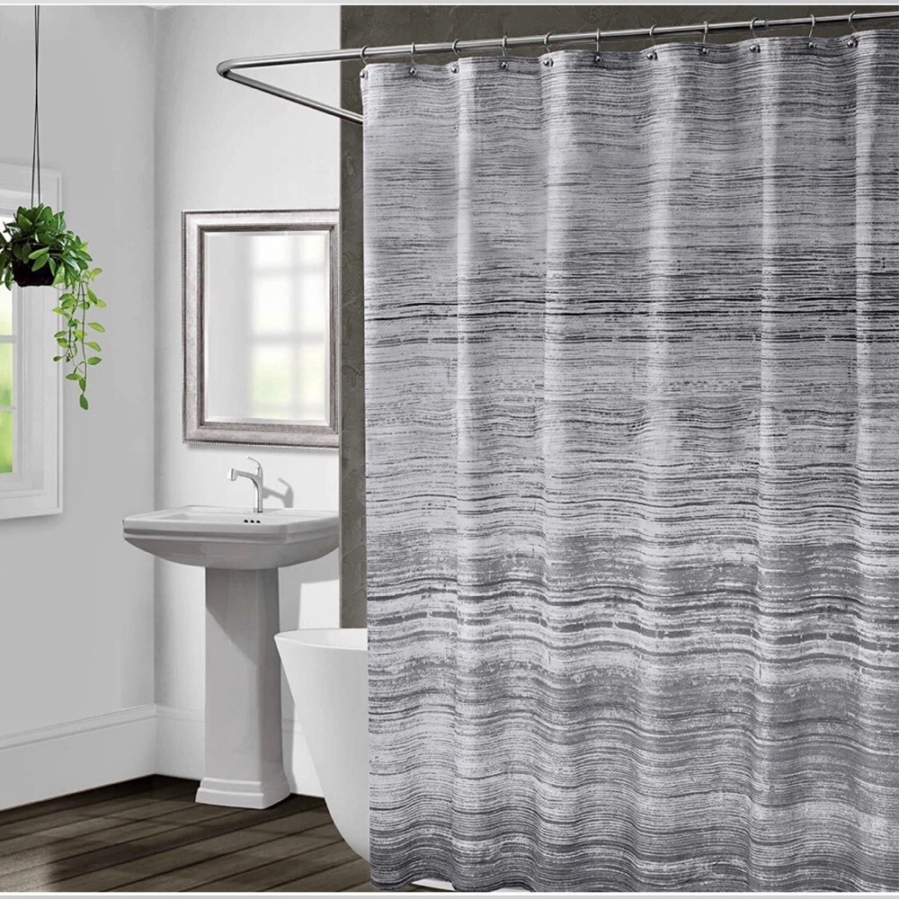 NIP Croscill Nomad Grey Ombré Stripe 72 X 72” Shower Curtain